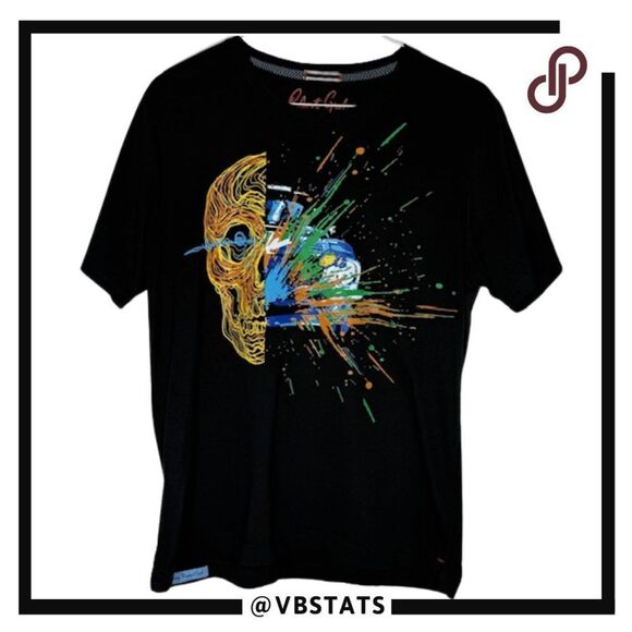 Robert Graham Men's Skull Car Print Short Sleeve T Shirt Black Size Large - Picture 1 of 6